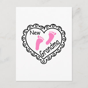 New Grandma Pink Heart Postcard