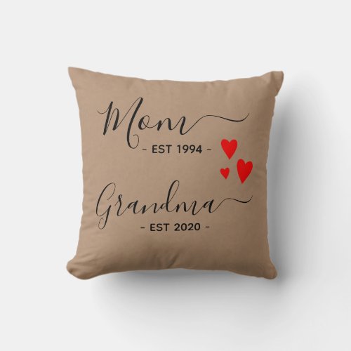 New Grandma reveal Mom Grandma established Throw Pillow