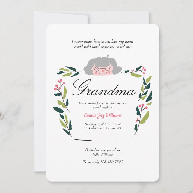 New Grandma Sip and See Invitation (Front)