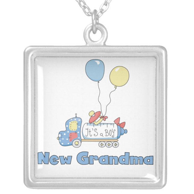 New Grandma Truck It's a Boy Gifts Silver Plated Necklace (Front)