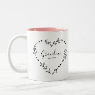 New Grandma Year Est. Four Photo Collage Two-Tone Coffee Mug