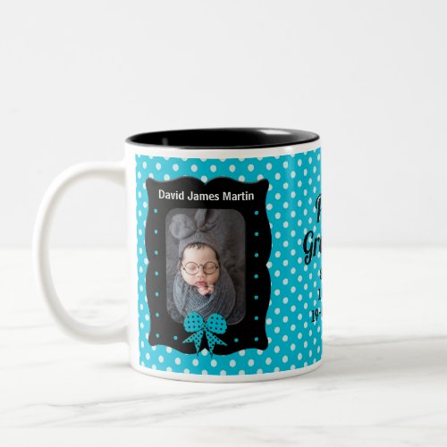 New Grandmother Blue Polka Dot 2 Photo Two_Tone Coffee Mug