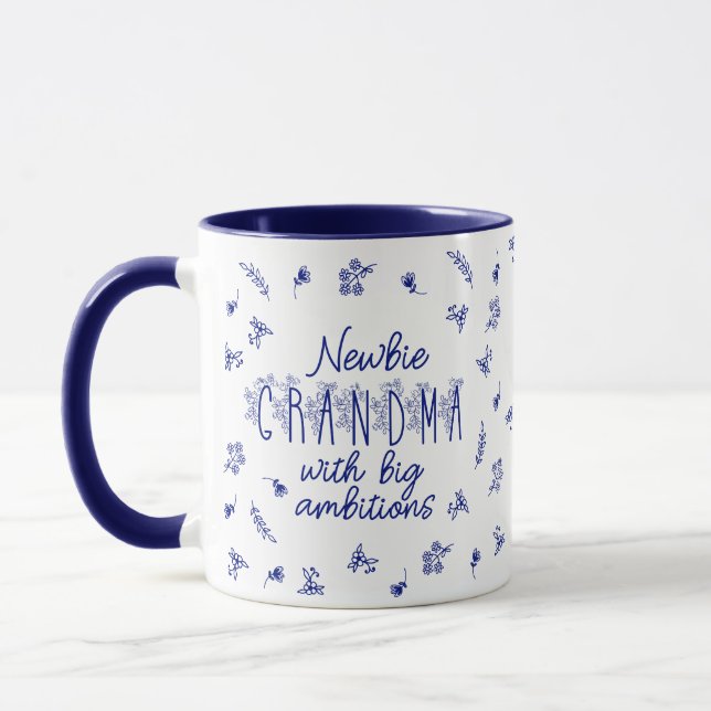 New Grandmother Blue & White Floral Mug (Left)
