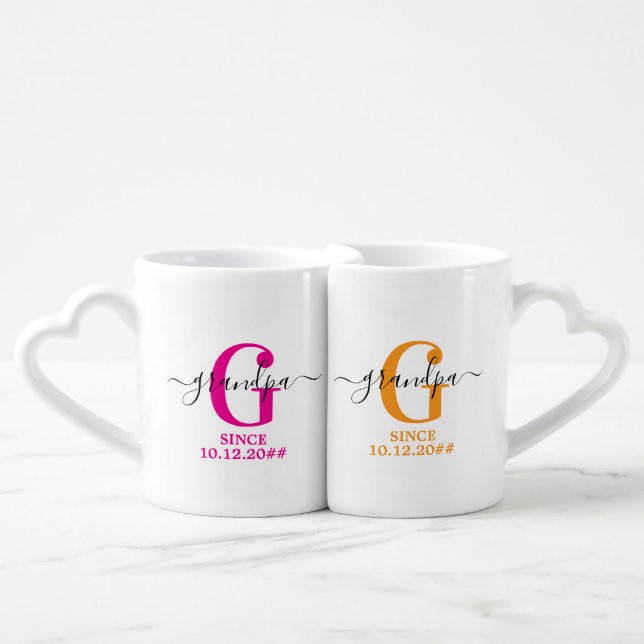 New Grandpa and Grandpa Monogram Coffee Mug Set (Front Nesting)