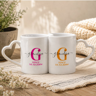 New Grandpa and Grandpa Monogram Coffee Mug Set