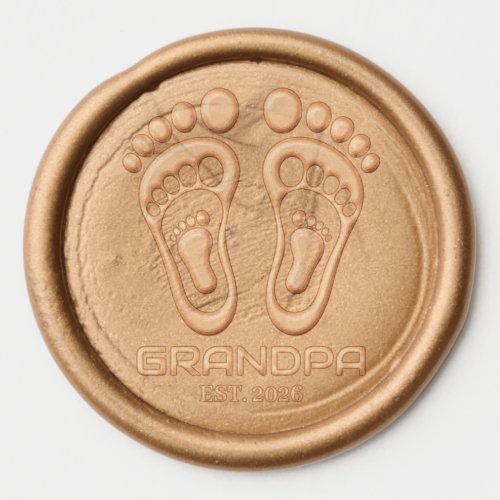 New Grandpa Baby Footprints Established Date Wax Seal Sticker