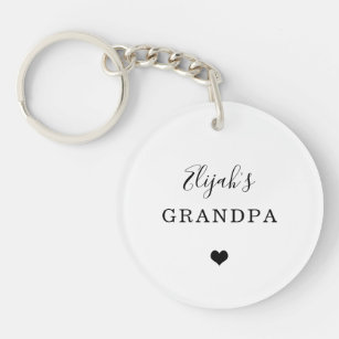 New Grandpa - Child's Name Simple Heart and Photo Keychain