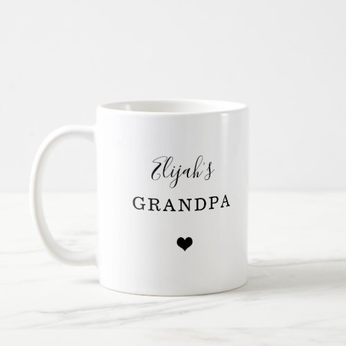 New Grandpa _ Childs Name with Simple Heart Coffee Mug