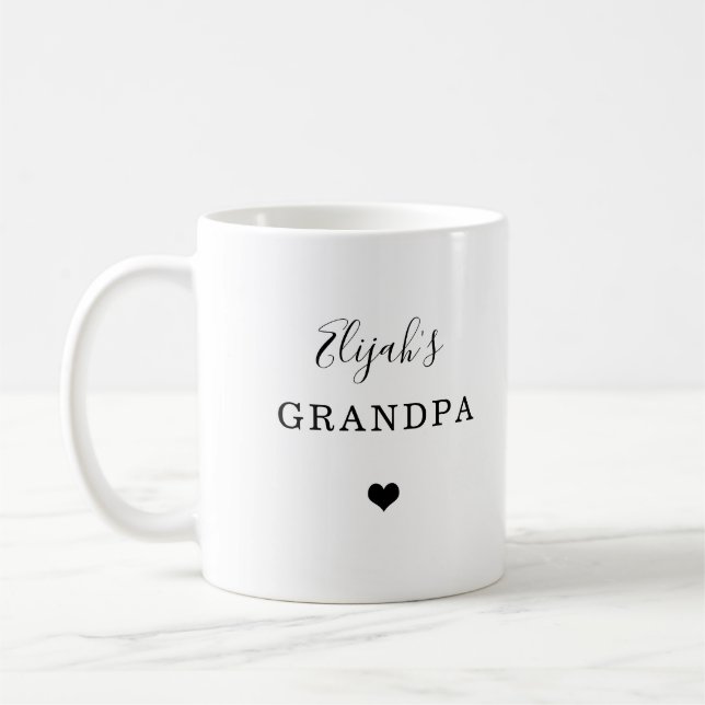 New Grandpa - Child's Name with Simple Heart Coffee Mug (Left)
