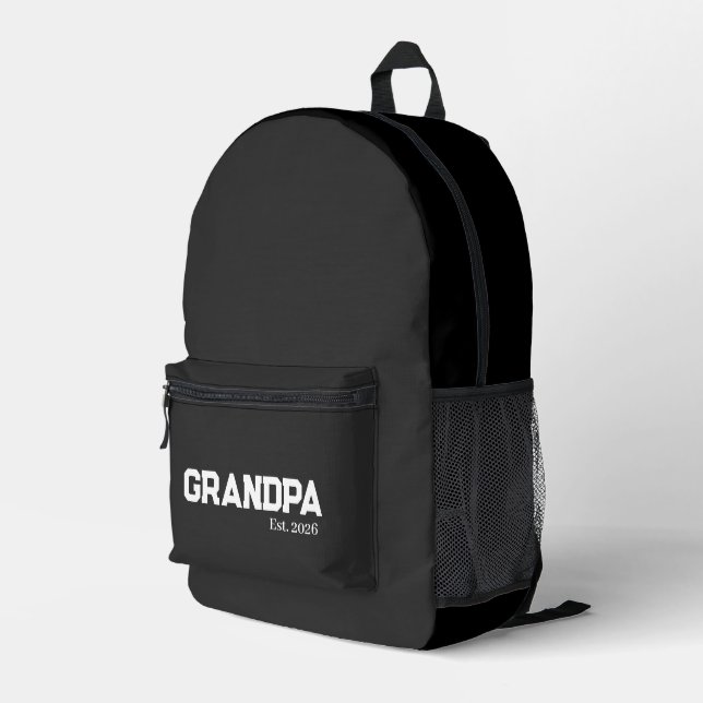 New Grandpa established est. date Printed Backpack (Back Corner Right)