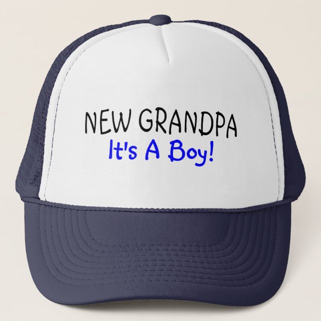 New Grandpa Its A Boy Trucker Hat (Front)