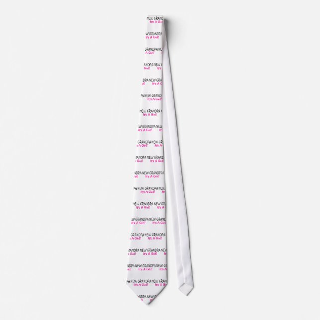 New Grandpa Its A Girl Pink Neck Tie (Front)