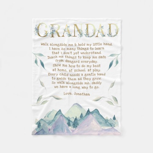 New Grandpa Poem from Grandchild Fleece Blanket