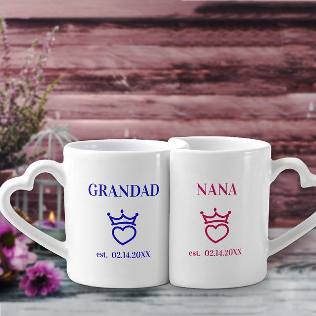 New Grandparents Blue and Pink Love Hearts Coffee Mug Set (Creator Uploaded)