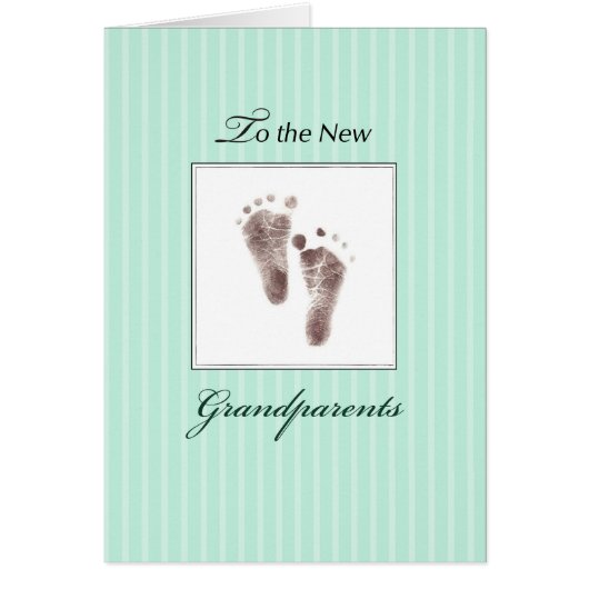 New Grandparents of Baby, Neutral Green Footprints (Front)