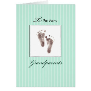 New Grandparents of Baby, Neutral Green Footprints Cards
