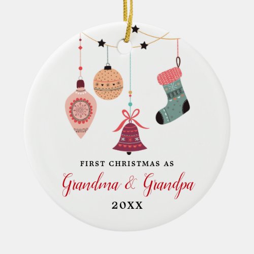 New Grandparents Personalized Grandma Grandpa Ceramic Ornament