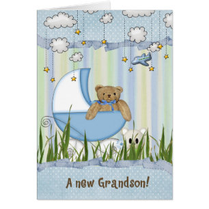 New Grandson Teddy Bear Cards