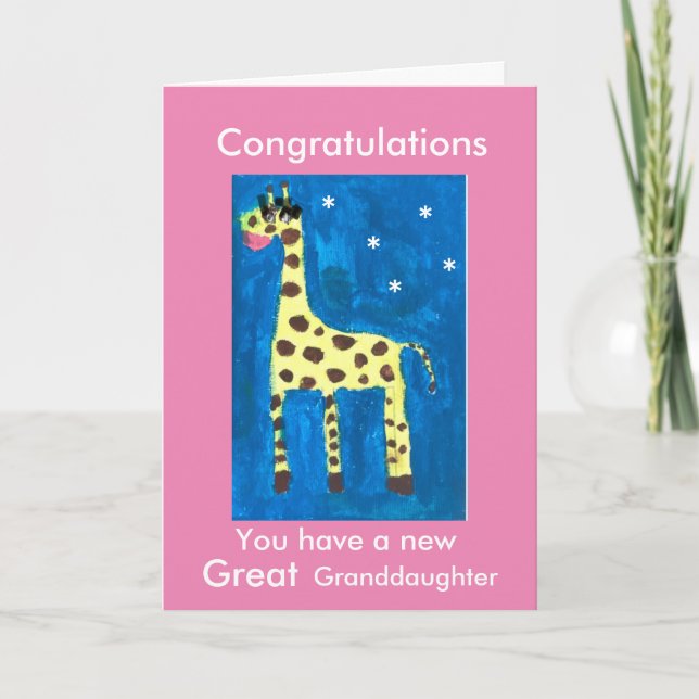 New great granddaughter  giraffe  card (Front)