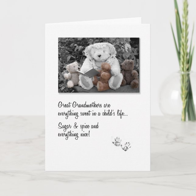 New Great Grandma Teddy Bear Storytime Card (Front)