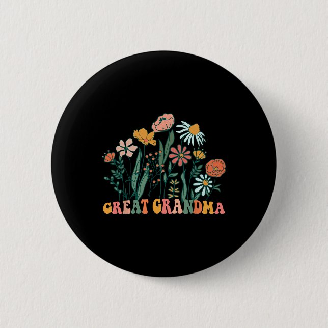 New Great Grandma Wildflower First Birthday &amp;  Button (Front)