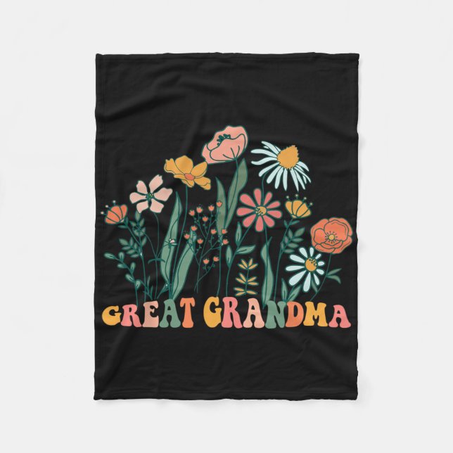 New Great Grandma Wildflower First Birthday &amp;  Fleece Blanket (Front)