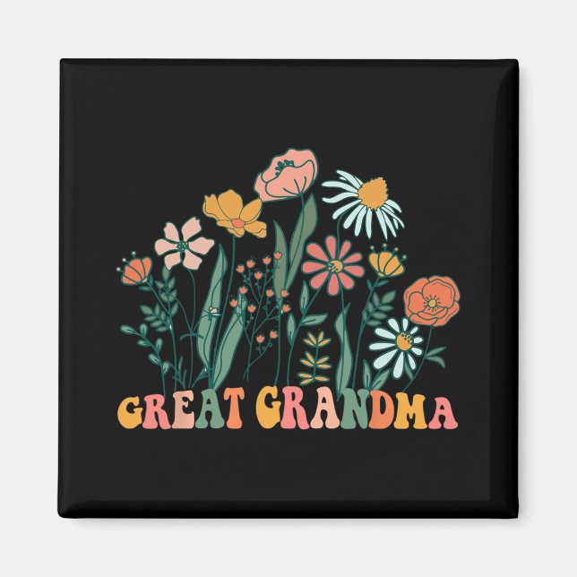 New Great Grandma Wildflower First Birthday &amp;  Magnet (Front)