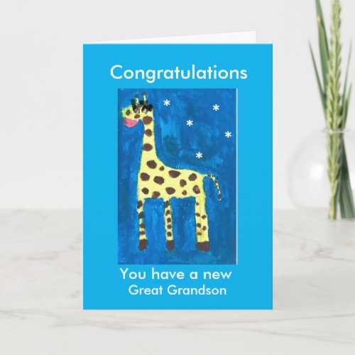 New great grandson  giraffe  card