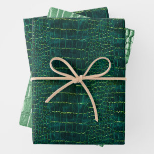 New! Green Faux Leather Wrapping Paper Sheets