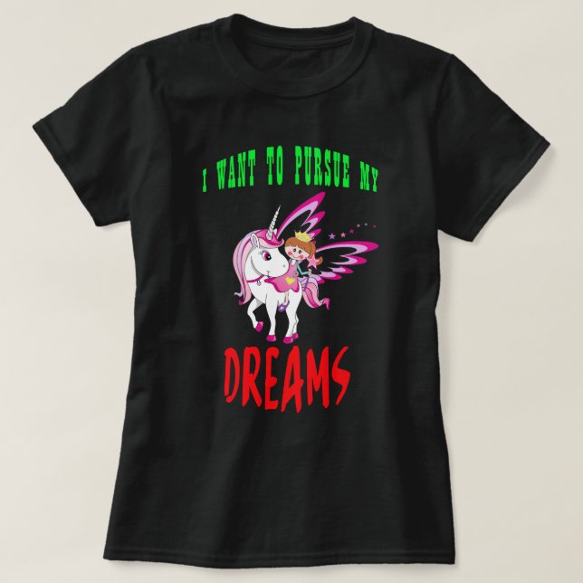 New Green Red Unicorns Dreams Original Funny Tee (Design Front)