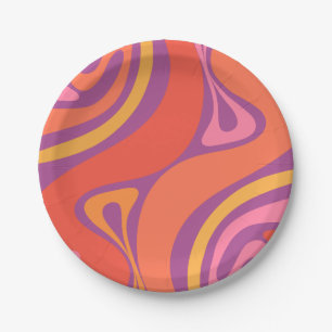 New Groove Abstract Trippy Retro 60s 70s Pattern  Paper Plates