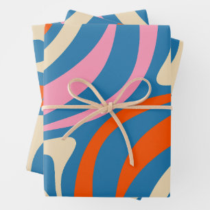New Groove Colorful Retro Abstract Modern Patterns Wrapping Paper Sheets