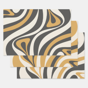 New Groove Funky Chic Retro Modern Abstract Wrapping Paper Sheets
