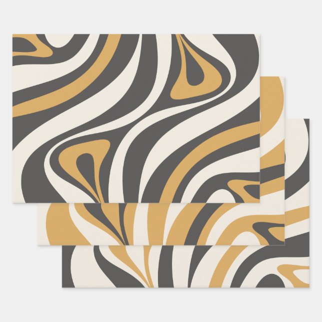 New Groove Funky Chic Retro Modern Abstract Wrapping Paper Sheets (Set)