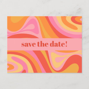 New Groove Retro Abstract Pink and Orange Postcard