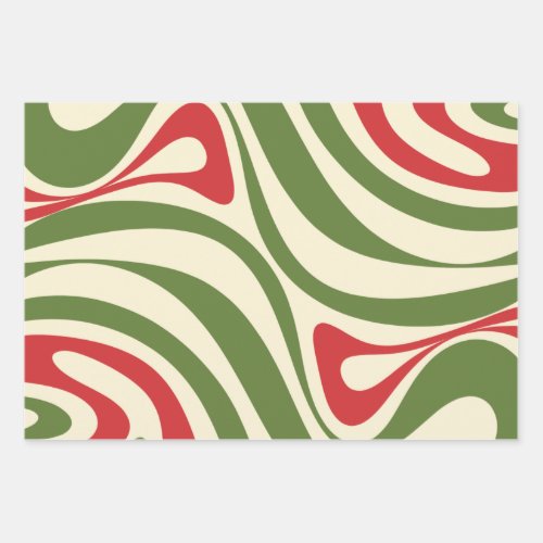 New Groove Retro Swirl Christmas Abstract Pattern Wrapping Paper Sheets