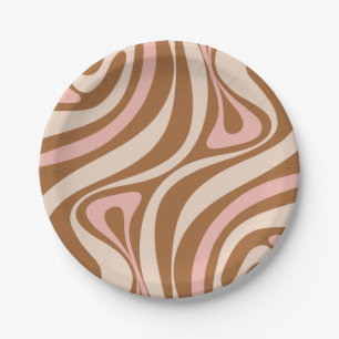 New Groove Retro Trippy Abstract Pattern Paper Plates