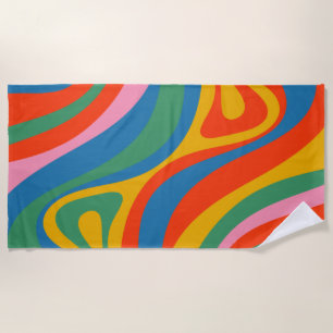 New Groove Retro Trippy Colorful Abstract Pattern Beach Towel