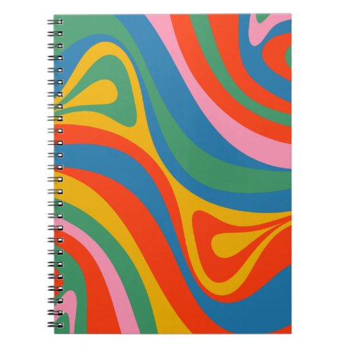 New Groove Retro Trippy Colorful Abstract Pattern Notebook