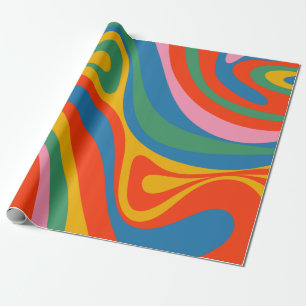New Groove Retro Trippy Colorful Abstract Pattern Wrapping Paper
