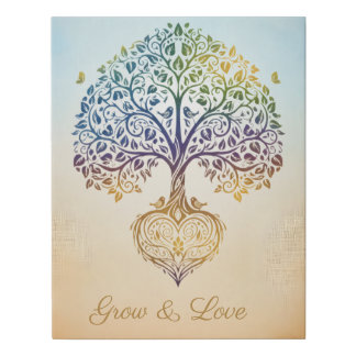 New Grow and love design Faux Canvas Print