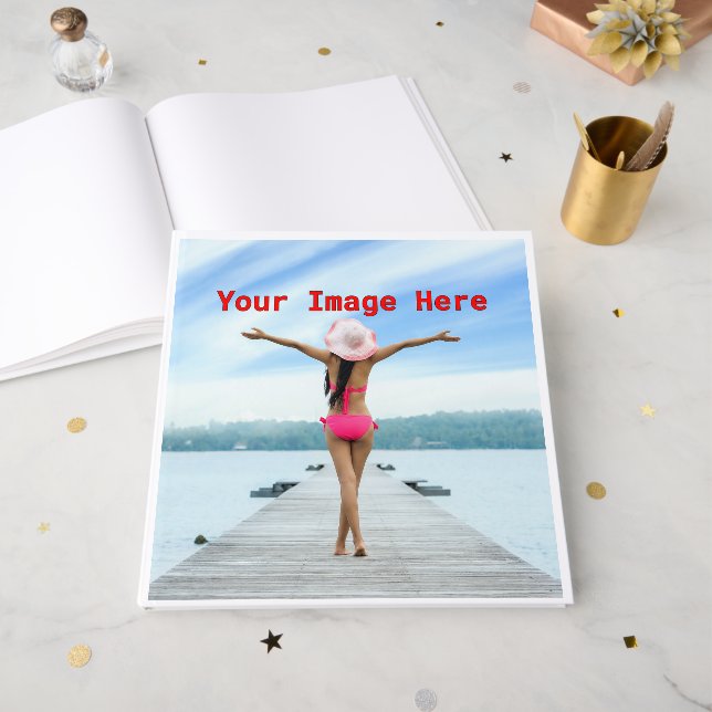 NEW! Guestbook - Silver Foil - 12" x 12" - White (Front Open)