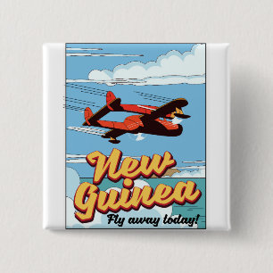 New Guinea adventure poster. Pinback Button