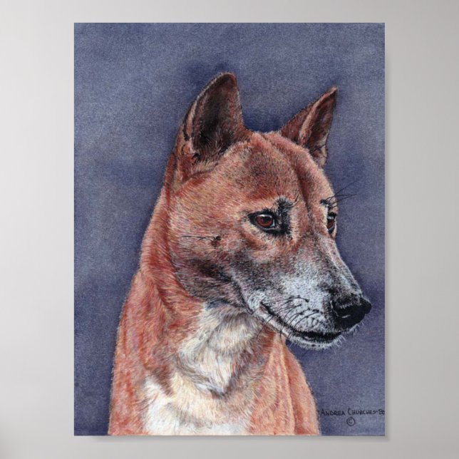 New Guinea Singing Dog Portrait Poster (Front)