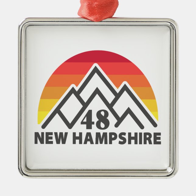 New Hampshire 48 Retro Mountain Metal Ornament (Front)