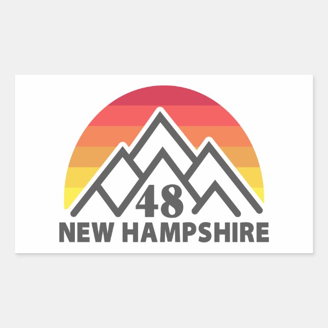 New Hampshire 48 Retro Mountain Rectangular Sticker (Front)