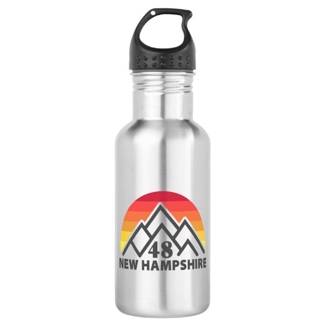 New Hampshire 48 Retro Mountain Stainless Steel Water Bottle (Front)