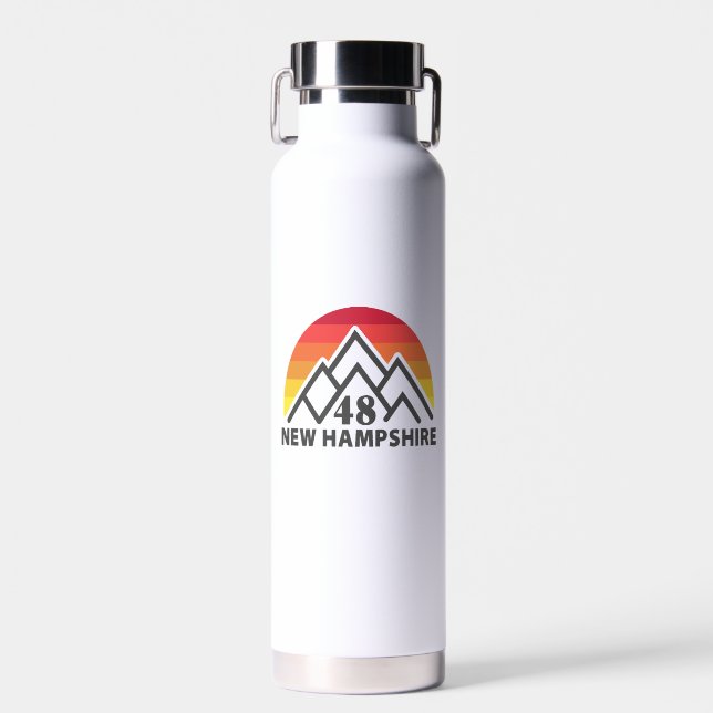 New Hampshire 48 Retro Mountain Water Bottle (Front)