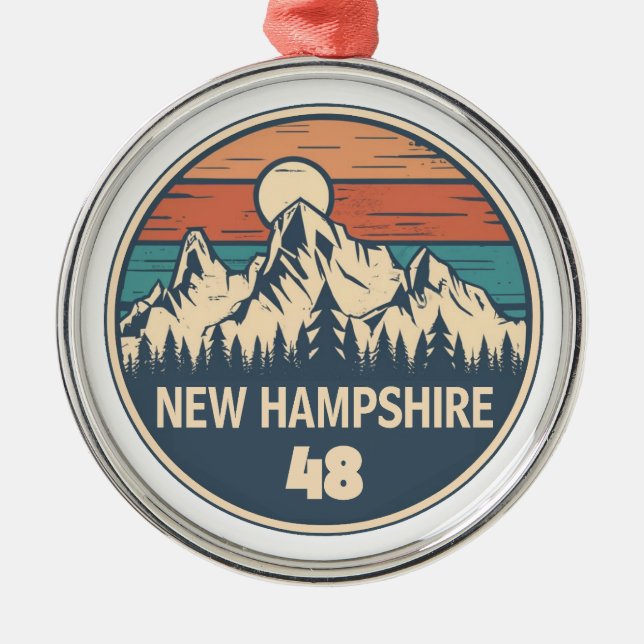 New Hampshire 48 Sunset Metal Ornament (Front)