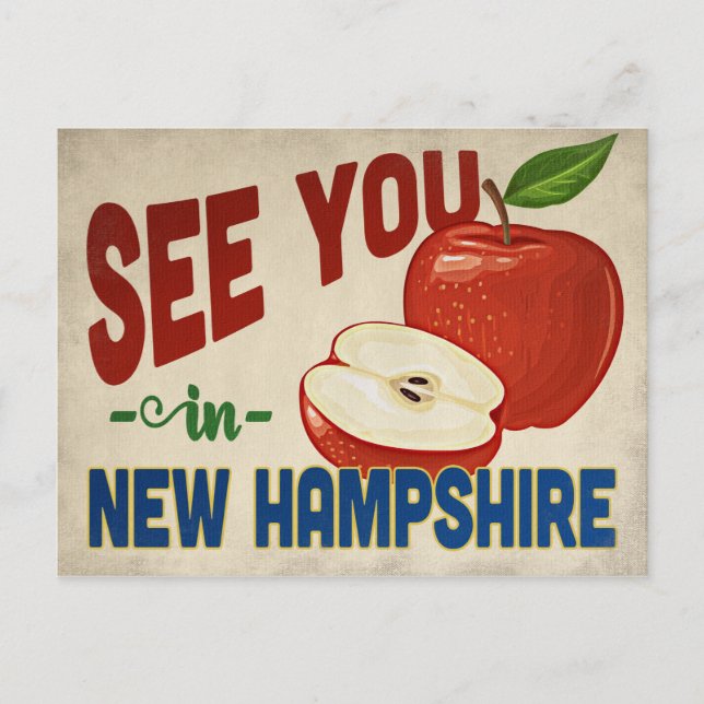 New Hampshire Apple - Vintage Travel Postcard (Front)